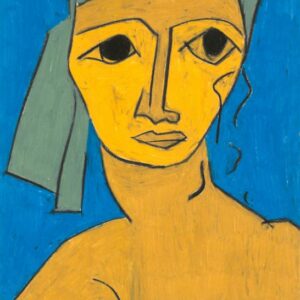 Model With Blue Background