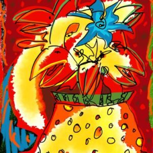 Vase Full of Chickens and Flowers 2017